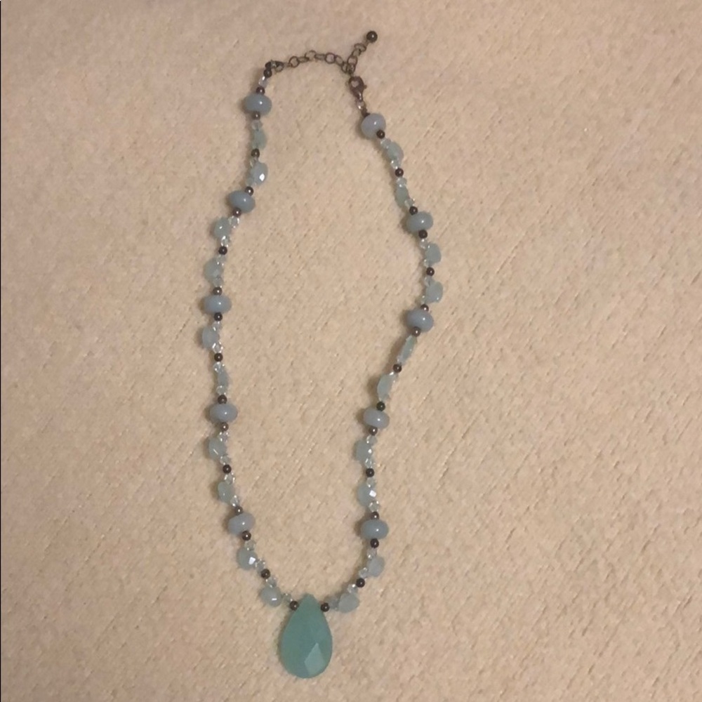 Green Beaded Necklace with Pendant